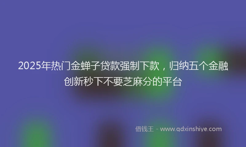 2025年热门金蝉子贷款强制下款，归纳五个金融创新秒下不要芝麻分的平台