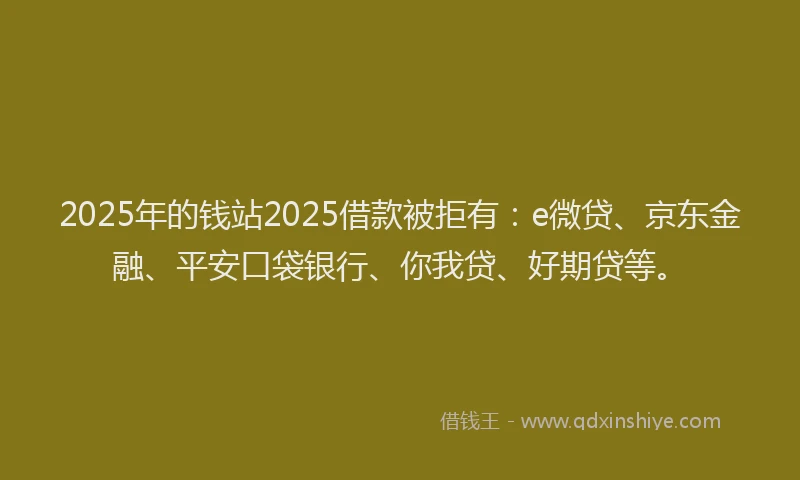 2025年的钱站2025借款被拒有：e微贷、京东金融、平安口袋银行、你我贷、好期贷等。