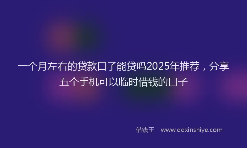 一个月左右的贷款口子能贷吗2025年推荐，分享五个手机可以临时借钱的口子