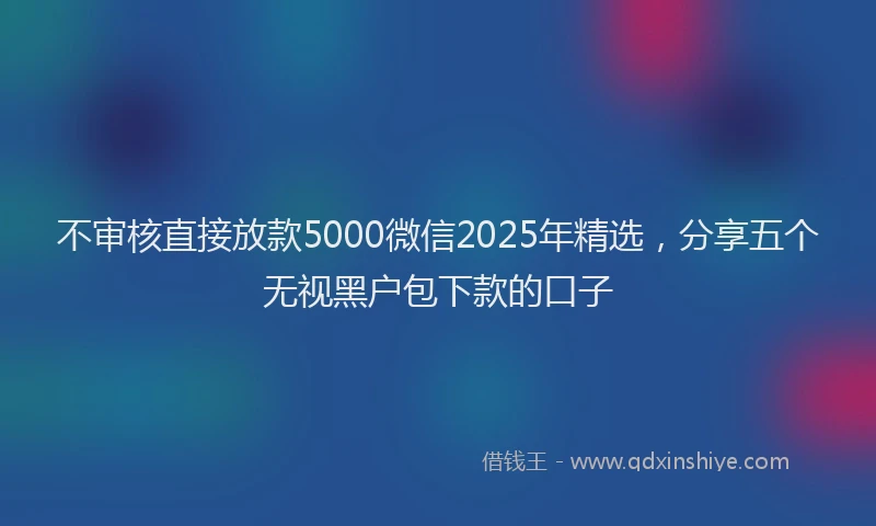 不审核直接放款5000微信2025年精选，分享五个无视黑户包下款的口子