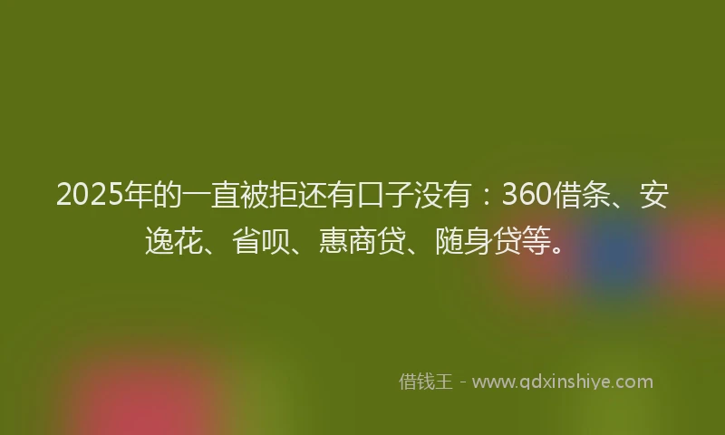 2025年的一直被拒还有口子没有：360借条、安逸花、省呗、惠商贷、随身贷等。