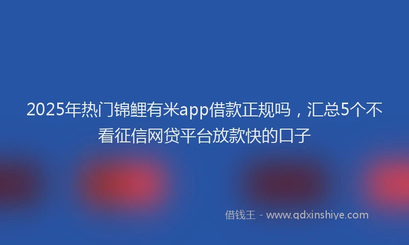 2025年热门锦鲤有米app借款正规吗，汇总5个不看征信网贷平台放款快的口子