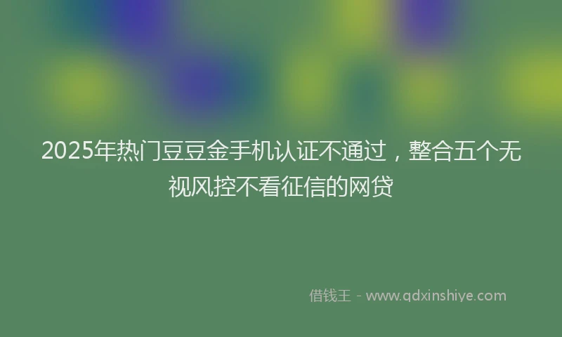 2025年热门豆豆金手机认证不通过，整合五个无视风控不看征信的网贷