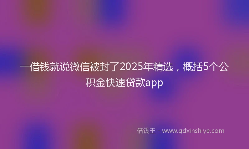 一借钱就说微信被封了2025年精选，概括5个公积金快速贷款app