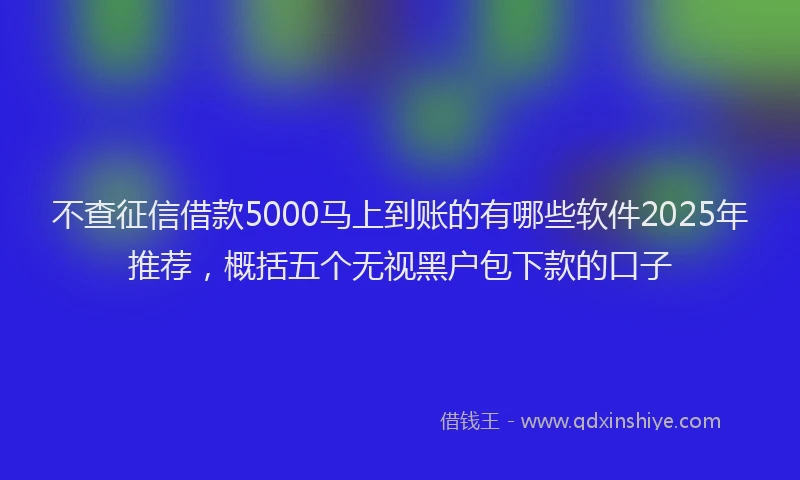 不查征信借款5000马上到账的有哪些软件2025年推荐，概括五个无视黑户包下款的口子