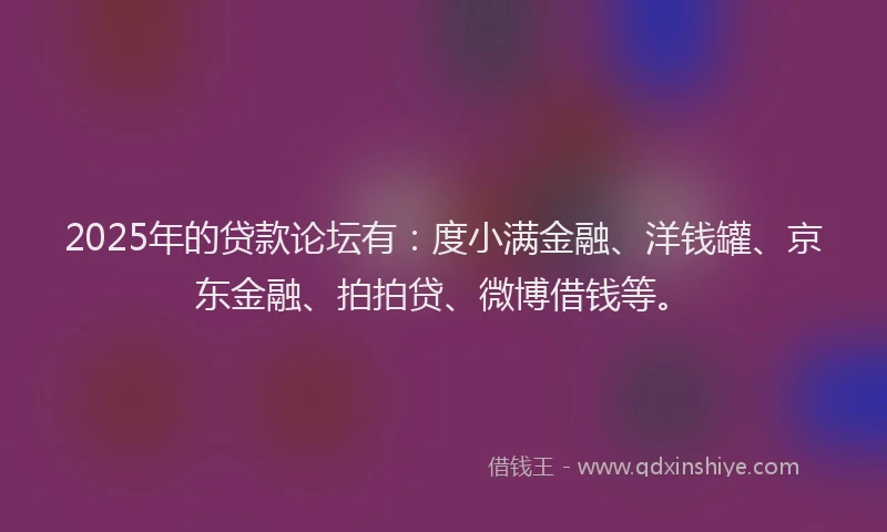2025年的贷款论坛有：度小满金融、洋钱罐、京东金融、拍拍贷、微博借钱等。