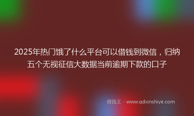 2025年热门饿了什么平台可以借钱到微信，归纳五个无视征信大数据当前逾期下款的口子