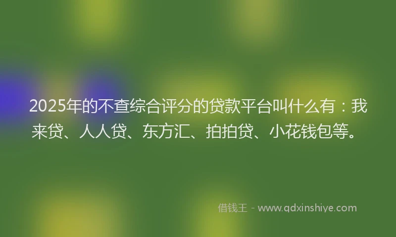 2025年的不查综合评分的贷款平台叫什么有：我来贷、人人贷、东方汇、拍拍贷、小花钱包等。