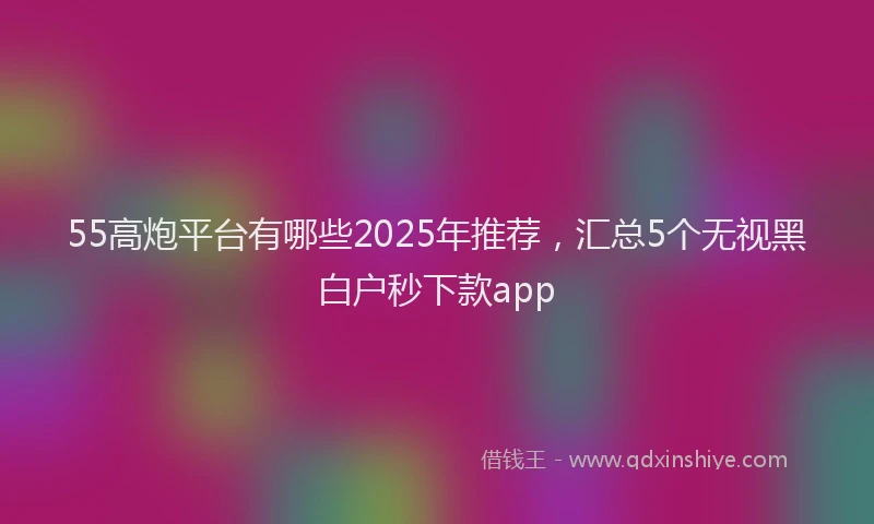 55高炮平台有哪些2025年推荐，汇总5个无视黑白户秒下款app