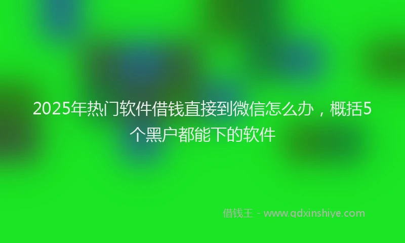 2025年热门软件借钱直接到微信怎么办，概括5个黑户都能下的软件