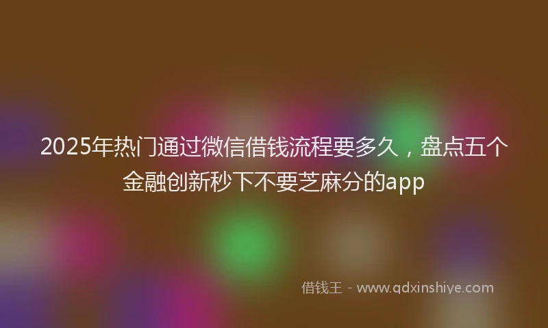 2025年热门通过微信借钱流程要多久，盘点五个金融创新秒下不要芝麻分的app