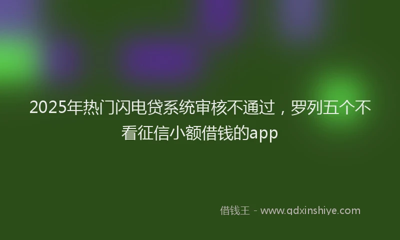 2025年热门闪电贷系统审核不通过，罗列五个不看征信小额借钱的app