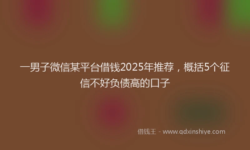 一男子微信某平台借钱2025年推荐，概括5个征信不好负债高的口子