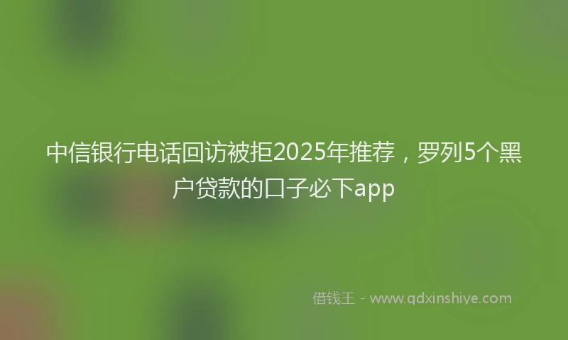 中信银行电话回访被拒2025年推荐，罗列5个黑户贷款的口子必下app