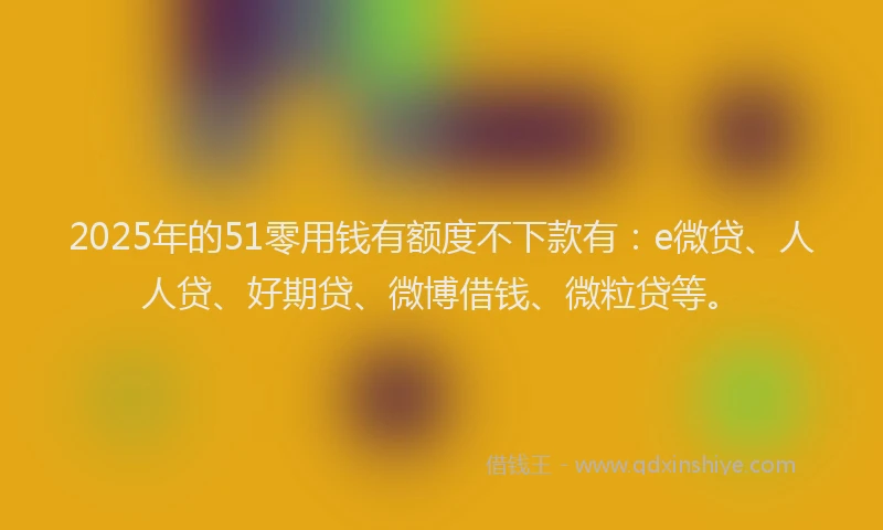 2025年的51零用钱有额度不下款有：e微贷、人人贷、好期贷、微博借钱、微粒贷等。
