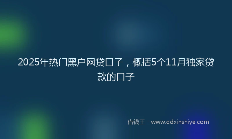 2025年热门黑户网贷口子，概括5个11月独家贷款的口子