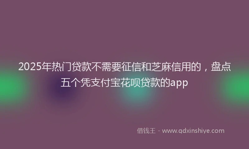 2025年热门贷款不需要征信和芝麻信用的，盘点五个凭支付宝花呗贷款的app