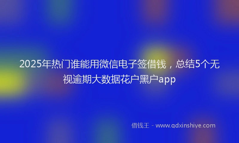 2025年热门谁能用微信电子签借钱，总结5个无视逾期大数据花户黑户app