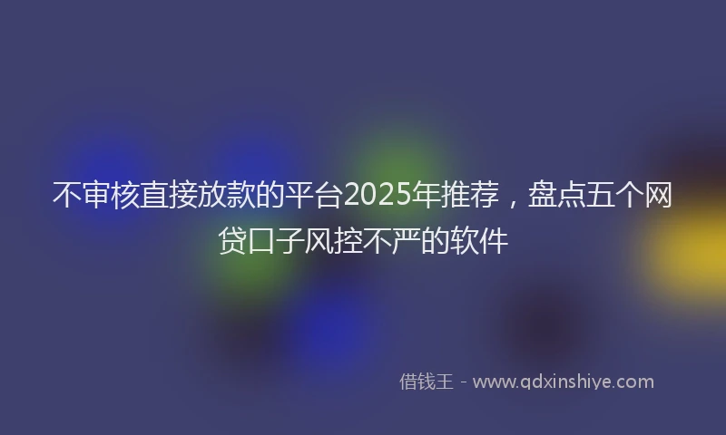 不审核直接放款的平台2025年推荐，盘点五个网贷口子风控不严的软件