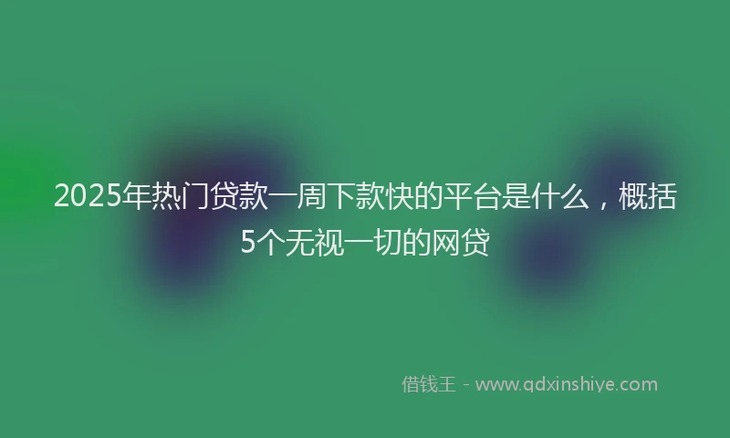 2025年热门贷款一周下款快的平台是什么，概括5个无视一切的网贷
