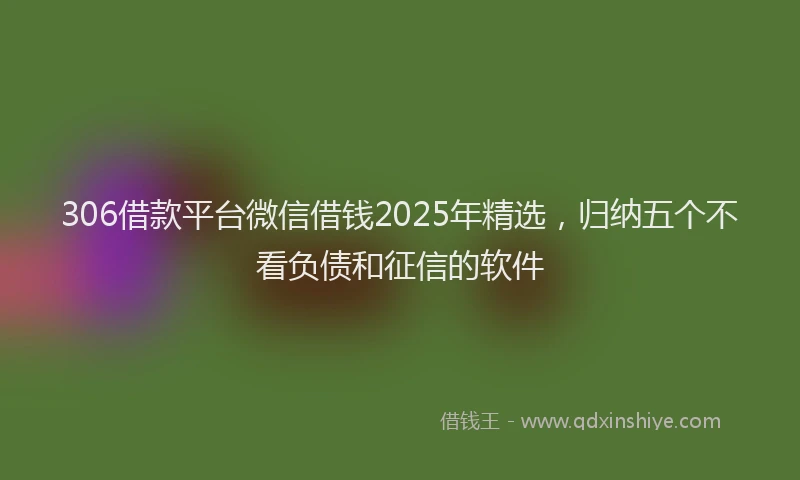 306借款平台微信借钱2025年精选，归纳五个不看负债和征信的软件