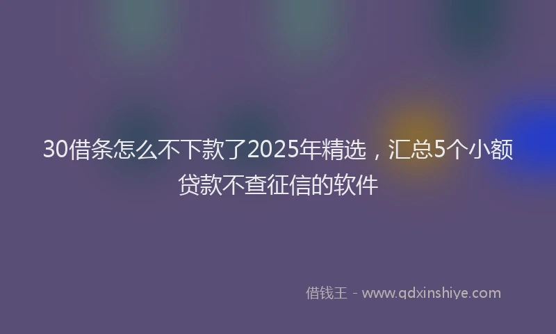 30借条怎么不下款了2025年精选，汇总5个小额贷款不查征信的软件