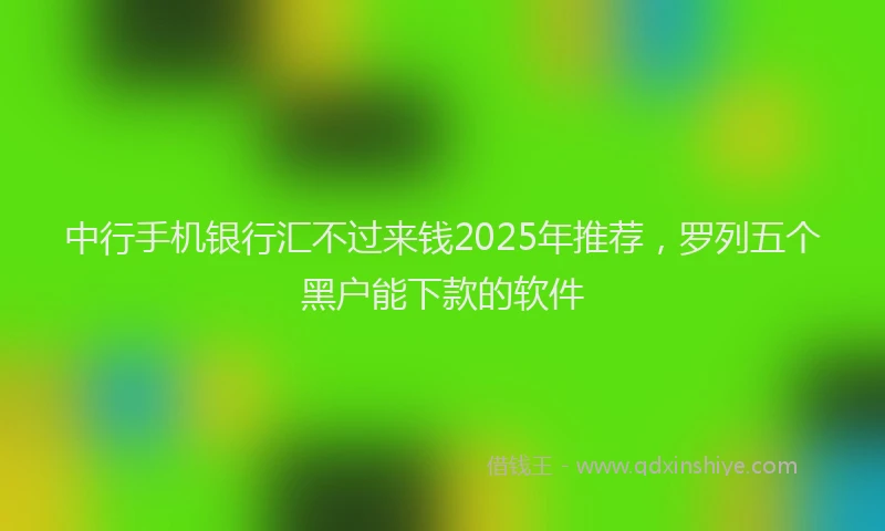 中行手机银行汇不过来钱2025年推荐，罗列五个黑户能下款的软件