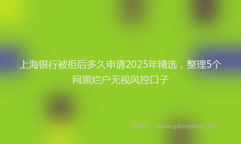 上海银行被拒后多久申请2025年精选，整理5个网黑烂户无视风控口子