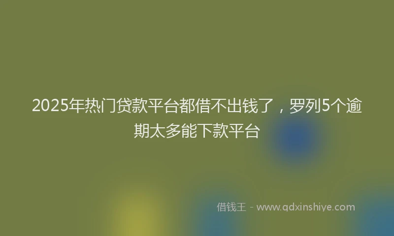 2025年热门贷款平台都借不出钱了，罗列5个逾期太多能下款平台