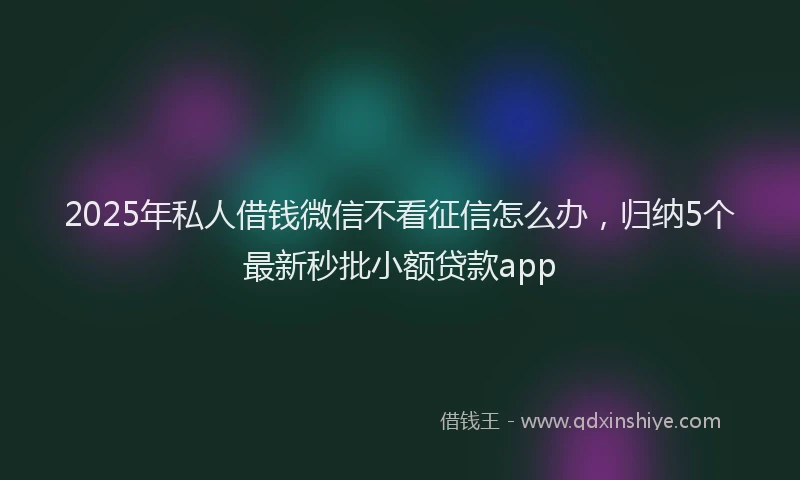 2025年私人借钱微信不看征信怎么办，归纳5个最新秒批小额贷款app