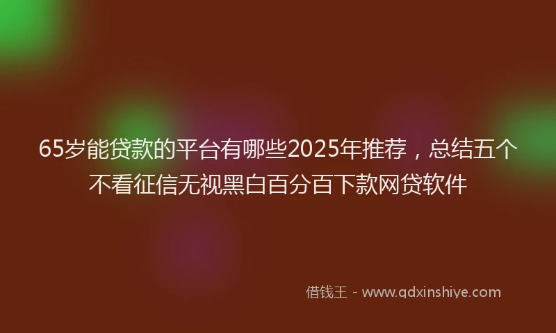 65岁能贷款的平台有哪些2025年推荐，总结五个不看征信无视黑白百分百下款网贷软件