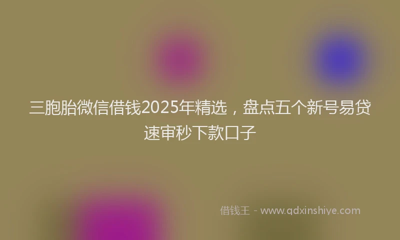 三胞胎微信借钱2025年精选，盘点五个新号易贷速审秒下款口子