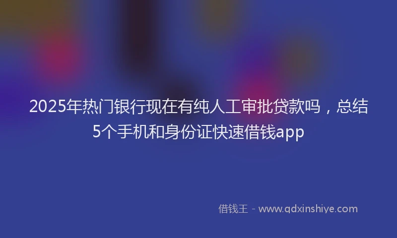 2025年热门银行现在有纯人工审批贷款吗，总结5个手机和身份证快速借钱app