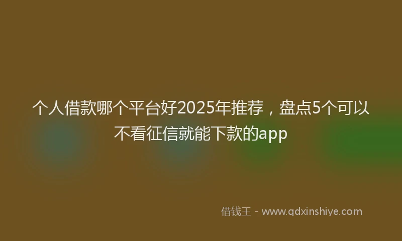 个人借款哪个平台好2025年推荐，盘点5个可以不看征信就能下款的app