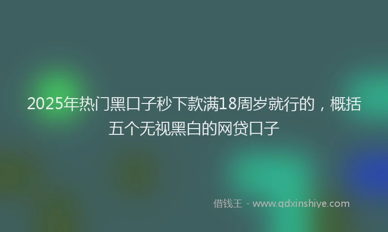2025年热门黑口子秒下款满18周岁就行的，概括五个无视黑白的网贷口子
