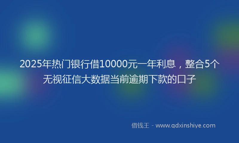 2025年热门银行借10000元一年利息，整合5个无视征信大数据当前逾期下款的口子