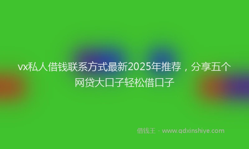 vx私人借钱联系方式最新2025年推荐，分享五个网贷大口子轻松借口子