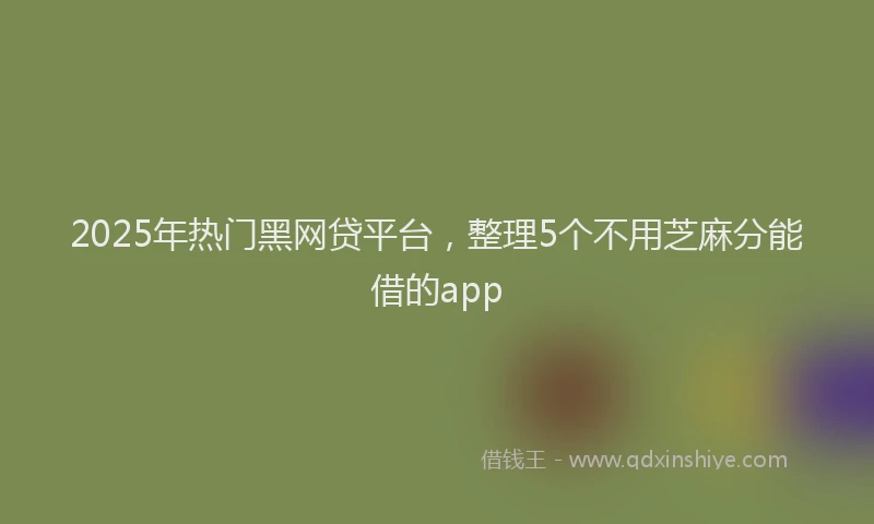 2025年热门黑网贷平台，整理5个不用芝麻分能借的app