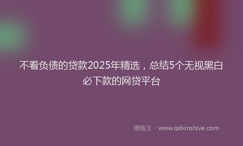 不看负债的贷款2025年精选，总结5个无视黑白必下款的网贷平台