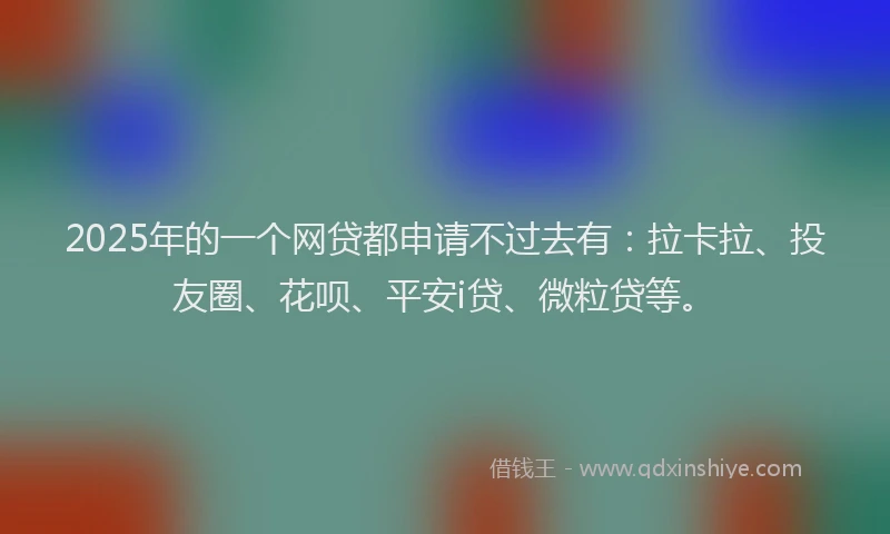 2025年的一个网贷都申请不过去有：拉卡拉、投友圈、花呗、平安i贷、微粒贷等。