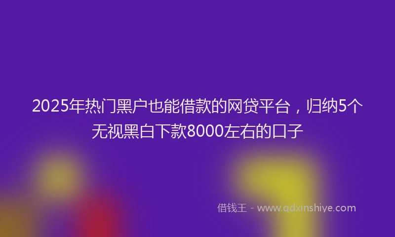 2025年热门黑户也能借款的网贷平台，归纳5个无视黑白下款8000左右的口子