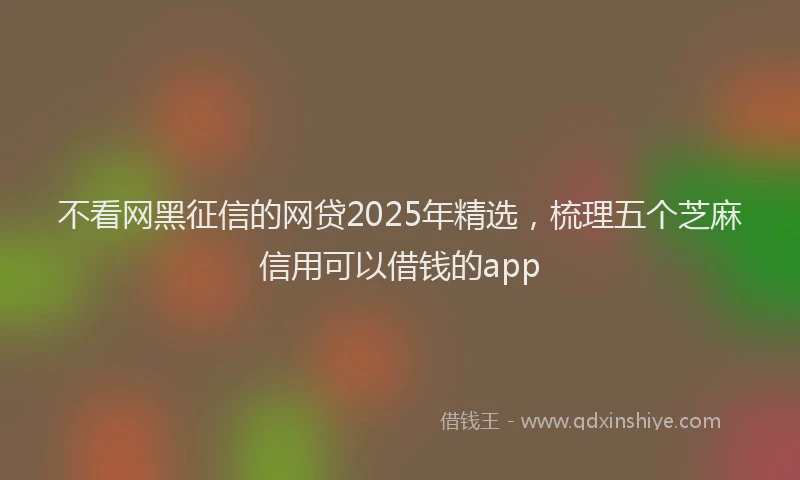 不看网黑征信的网贷2025年精选，梳理五个芝麻信用可以借钱的app