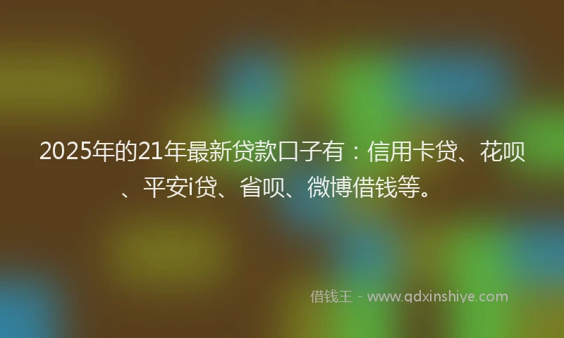 2025年的21年最新贷款口子有：信用卡贷、花呗、平安i贷、省呗、微博借钱等。