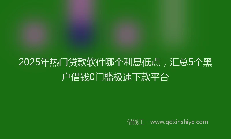 2025年热门贷款软件哪个利息低点，汇总5个黑户借钱0门槛极速下款平台