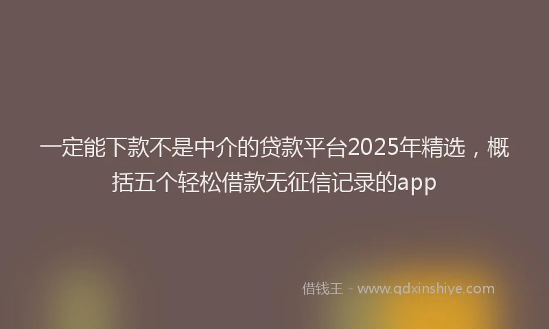 一定能下款不是中介的贷款平台2025年精选，概括五个轻松借款无征信记录的app