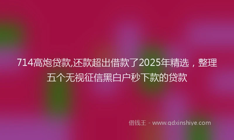 714高炮贷款,还款超出借款了2025年精选，整理五个无视征信黑白户秒下款的贷款