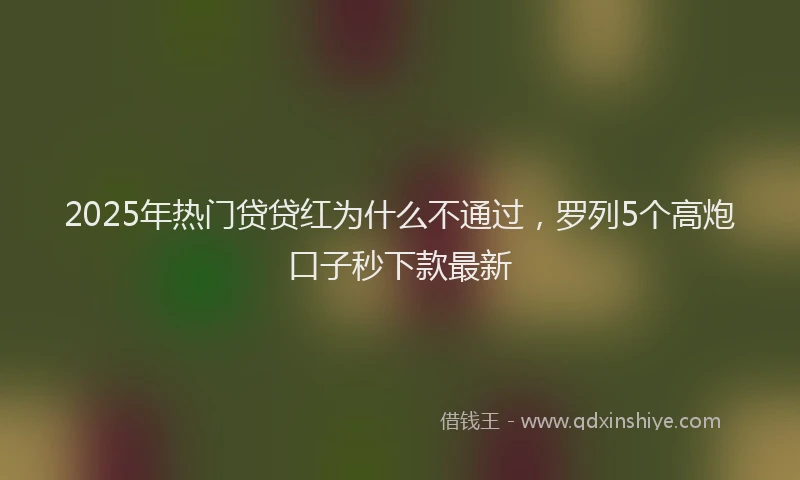 2025年热门贷贷红为什么不通过，罗列5个高炮口子秒下款最新