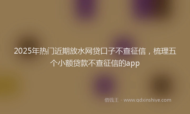 2025年热门近期放水网贷口子不查征信，梳理五个小额贷款不查征信的app