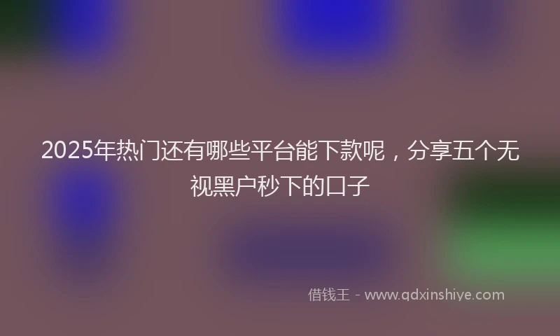 2025年热门还有哪些平台能下款呢，分享五个无视黑户秒下的口子