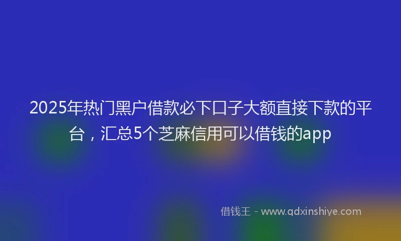 2025年热门黑户借款必下口子大额直接下款的平台，汇总5个芝麻信用可以借钱的app